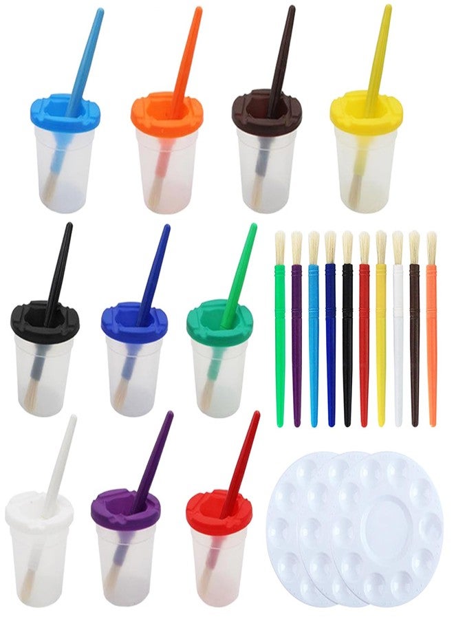 Pyzalar Paint Cups with Lids, Spill Proof Paint Cups, Kids Art Supplies Including Paint Brushes & Palette Tray, Activity Table for Toddlers 3-5 - Image 1